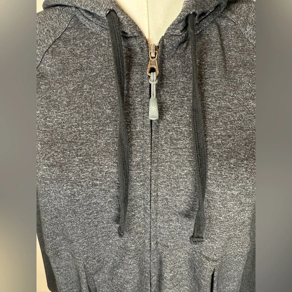Athleta Gray Pleated Full Zipper Hoodie Long Jacket Women’s Size Small - Picture 5 of 9